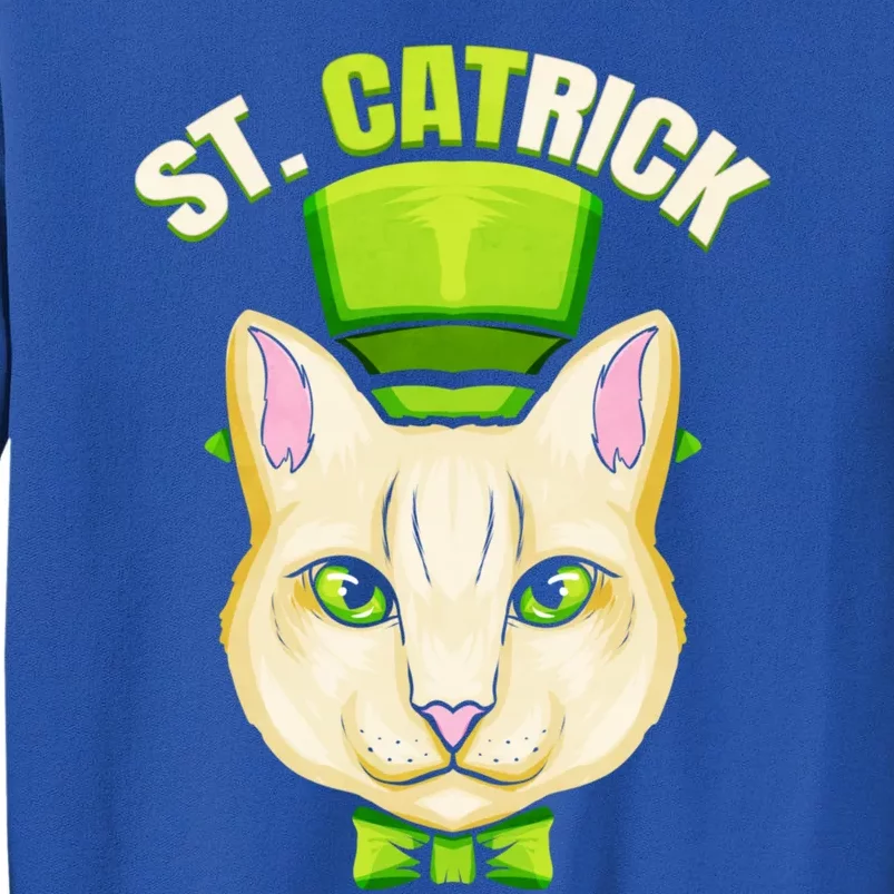 Cat With Green Loop And Cylinder Hat St Catrick Patricks Day Gift Tall Sweatshirt