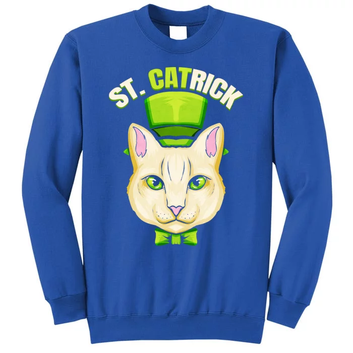 Cat With Green Loop And Cylinder Hat St Catrick Patricks Day Gift Tall Sweatshirt