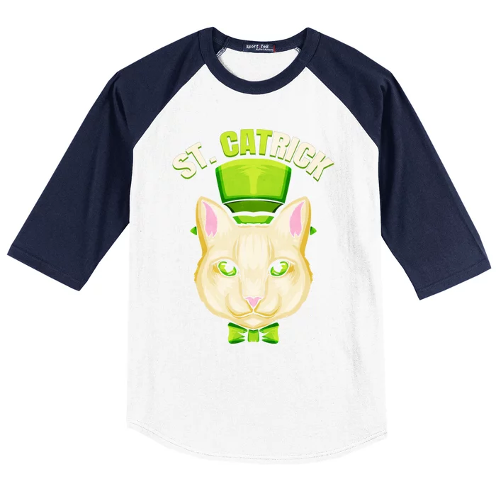 Cat With Green Loop And Cylinder Hat St Catrick Patricks Day Gift Baseball Sleeve Shirt