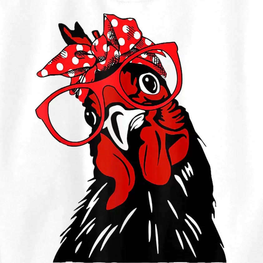 Cute Women Girl Chicken With Bandana Headband And Glasses Kids Sweatshirt