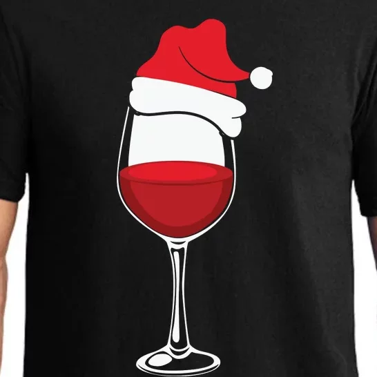 Christmas Wine Glasses Santa Hat Pajama Set