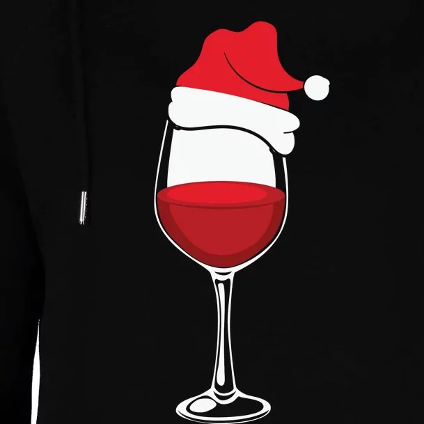 Christmas Wine Glasses Santa Hat Womens Funnel Neck Pullover Hood