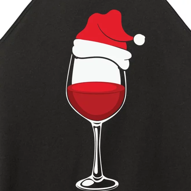 Christmas Wine Glasses Santa Hat Women’s Perfect Tri Rocker Tank