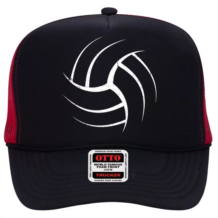 Cute White Graphic Art Volleyball Unique Meaningful Gift High Crown Mesh Trucker Hat