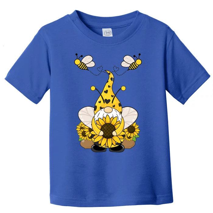 Cute Winged Gnome Summer Gnome Sunflower Gnome And Bee Gift Toddler T-Shirt