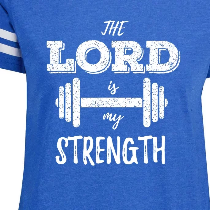 Christian Workout Gym Lord Is My Strength Enza Ladies Jersey Football T-Shirt