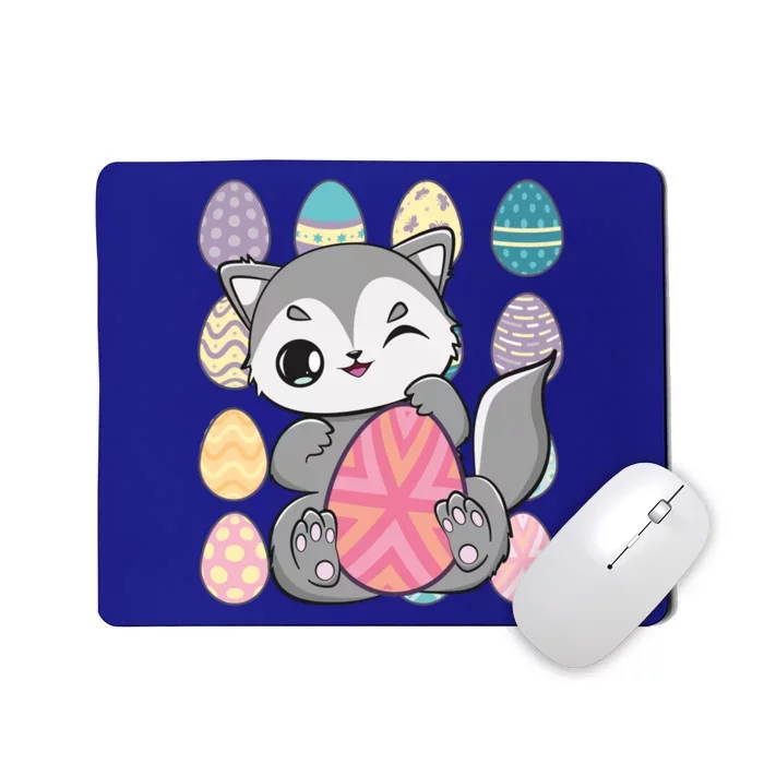 Cute Wolf Hunts Eggs For Easter Day Gift Mousepad