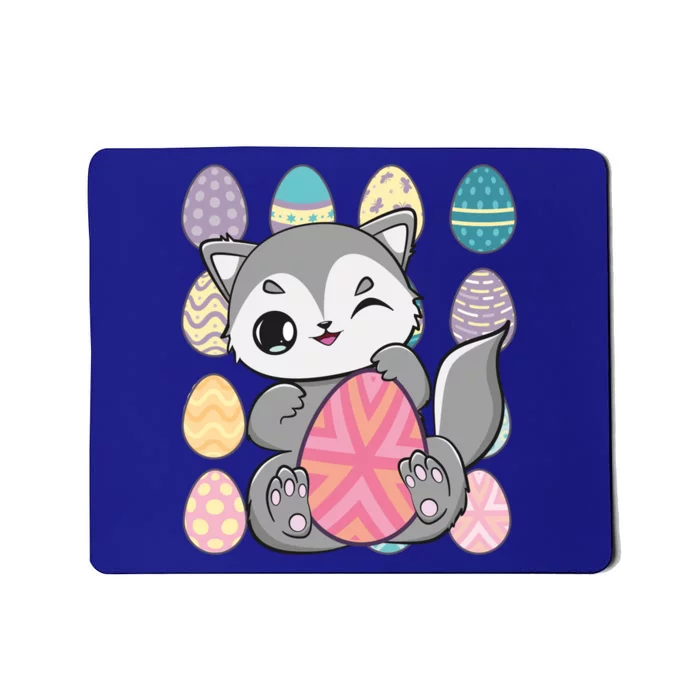 Cute Wolf Hunts Eggs For Easter Day Gift Mousepad