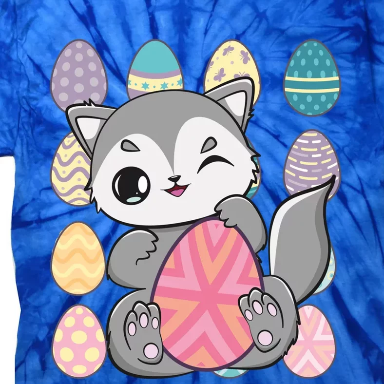 Cute Wolf Hunts Eggs For Easter Day Gift Tie-Dye T-Shirt