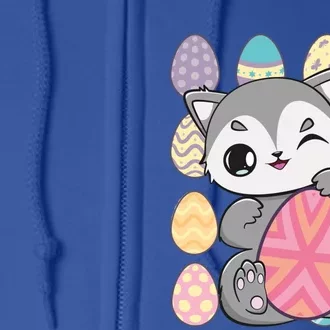 Cute Wolf Hunts Eggs For Easter Day Gift Full Zip Hoodie