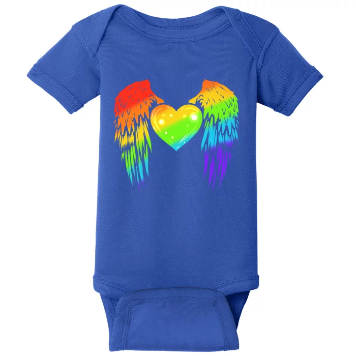 Colorful Winged Heart Lgbtq Pride Month Gift Baby Bodysuit