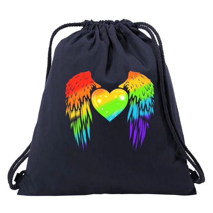 Colorful Winged Heart Lgbtq Pride Month Gift Drawstring Bag