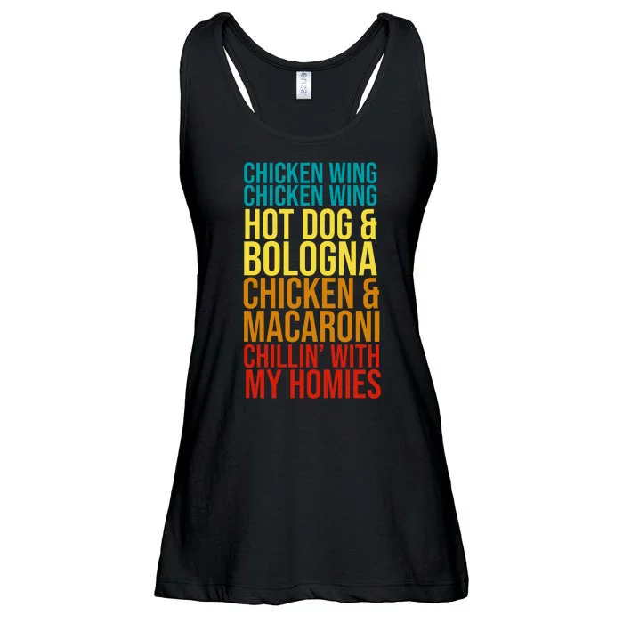 Chicken Wing Hot Dog Macaroni and Chilin With My Homies Ladies Essential Flowy Tank