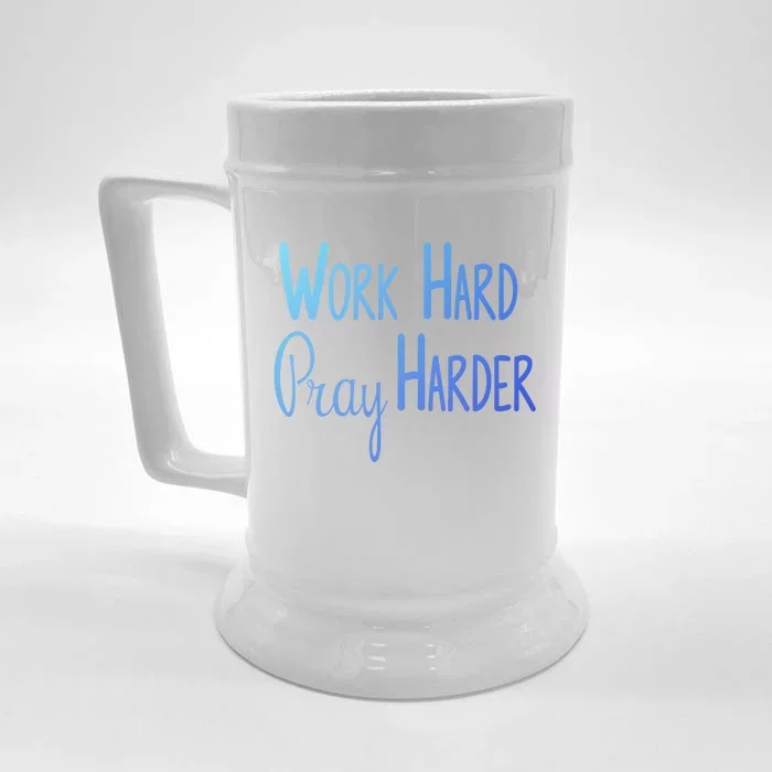 Christian Work Hard Pray Harder Gift Front & Back Beer Stein