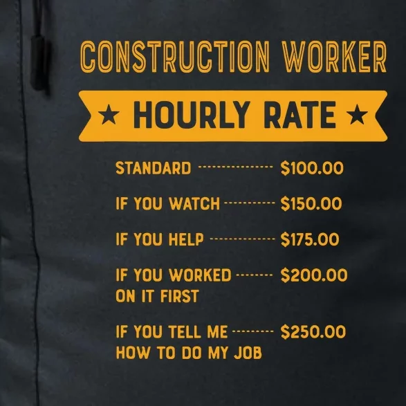 Construction Worker Hourly Rate Labour Day Foreman Daily Commute Backpack