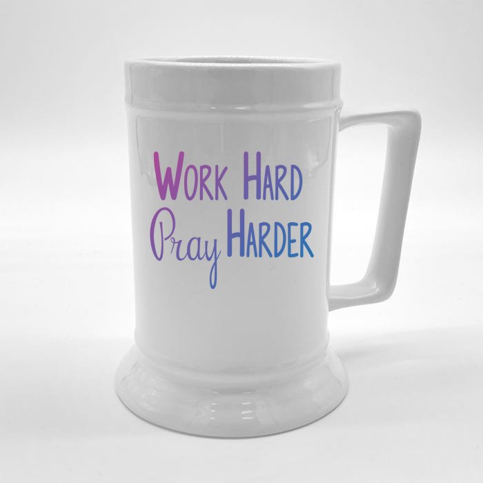 Christian Work Hard Pray Harder Gift Front & Back Beer Stein