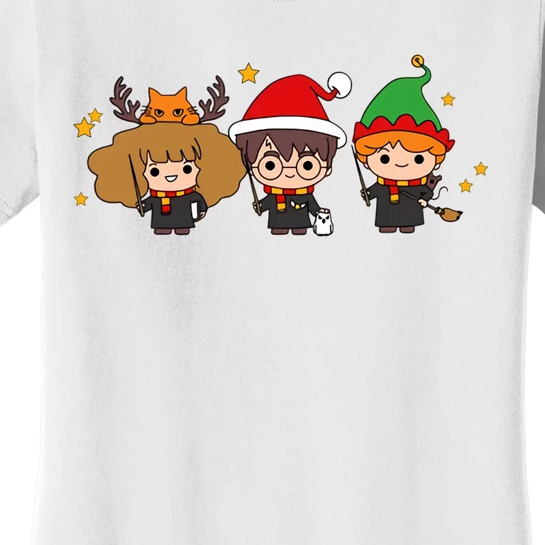 Cute Wizards Hogwarts Christmas Xmas Holiday Women's T-Shirt