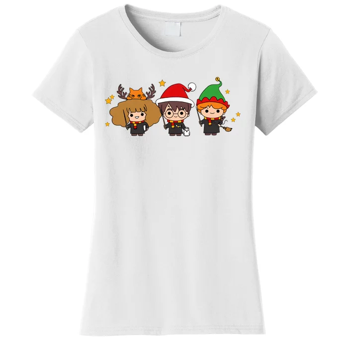 Cute Wizards Hogwarts Christmas Xmas Holiday Women's T-Shirt