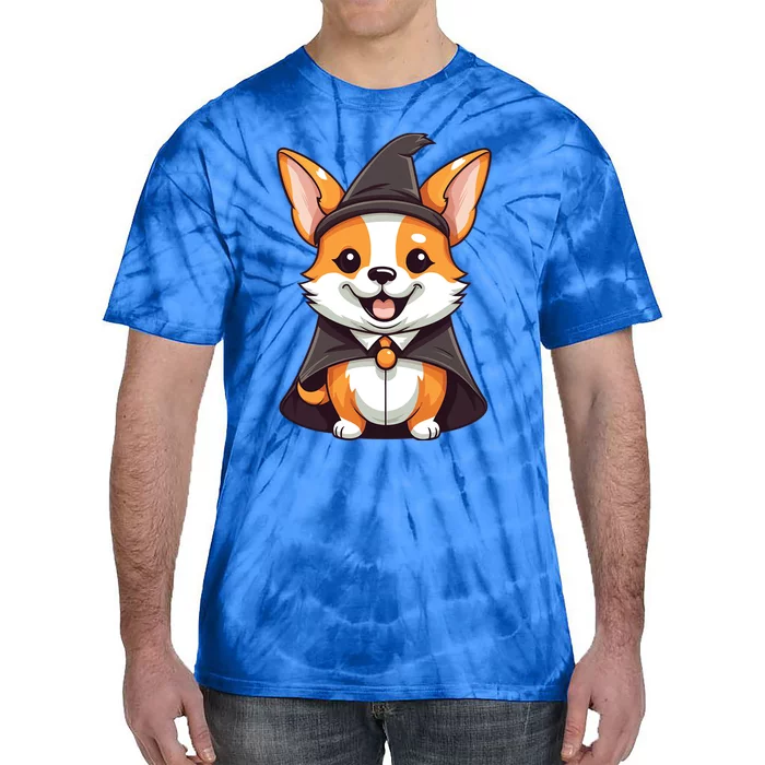 Corgi Witch Halloween Corgi Funny Gift Tie-Dye T-Shirt