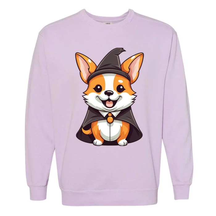 Corgi Witch Halloween Corgi Funny Gift Garment-Dyed Sweatshirt