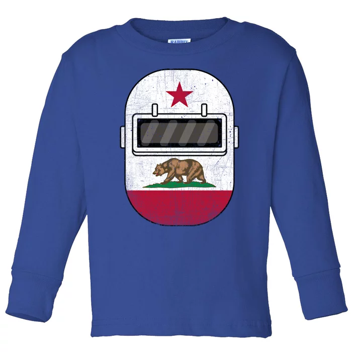 California Welders Helmet California Flag Welding Fabricator Funny Gift Toddler Long Sleeve Shirt