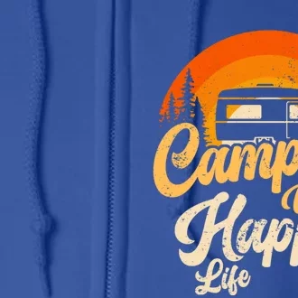 Camping Wife Happy Life Camping Site Outdoor Nature Camper Gift Full Zip Hoodie