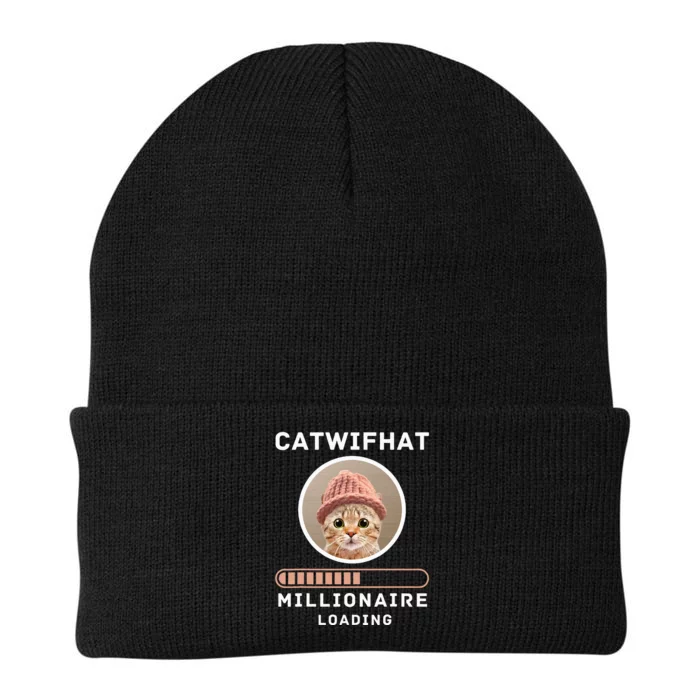 Cat Wif Hat Millionaire Loading Crypto Meme Shitcoin Knit Cap Winter Beanie