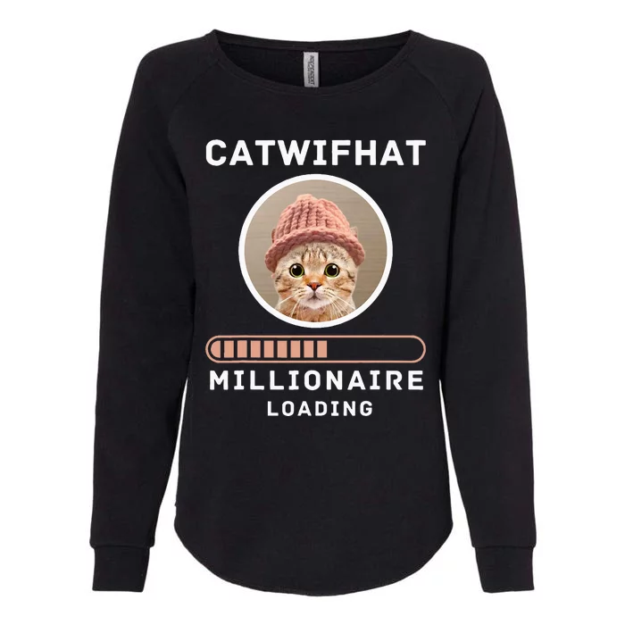 Cat Wif Hat Millionaire Loading Crypto Meme Shitcoin Womens California Wash Sweatshirt