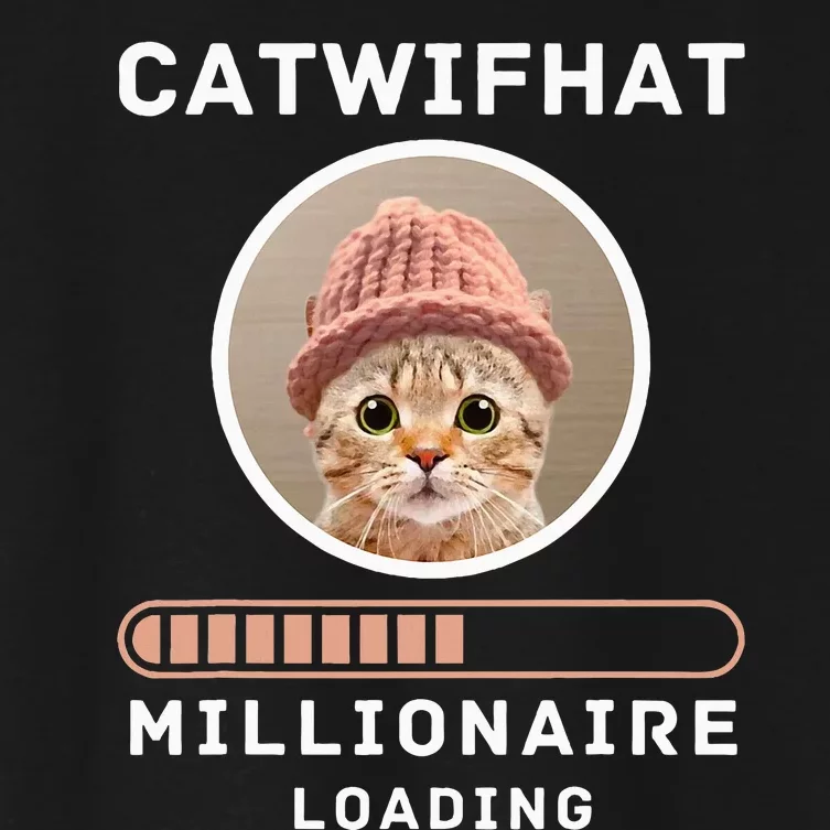 Cat Wif Hat Millionaire Loading Crypto Meme Shitcoin Women's Crop Top Tee