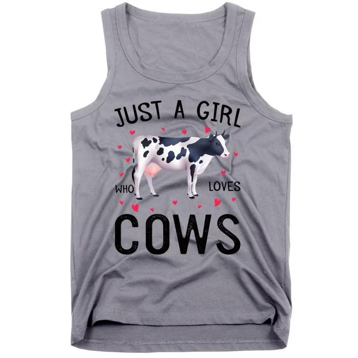 Cow With Hearts Graphic Just A Girl Who Loves Cows Gift Tank Top