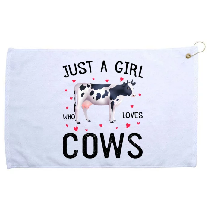 Cow With Hearts Graphic Just A Girl Who Loves Cows Gift Grommeted Golf Towel