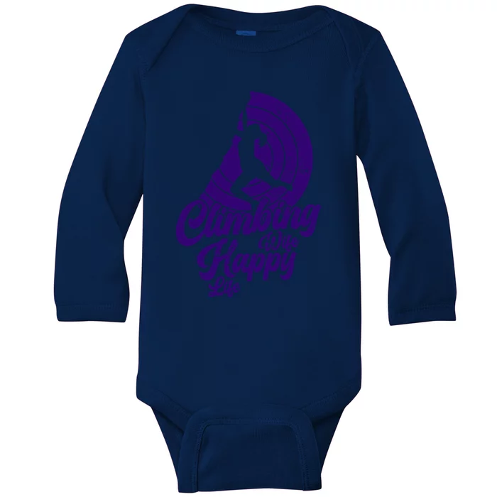 Climbing Wife Happy Life Free Climbing Bouldering Climber Gift Baby Long Sleeve Bodysuit