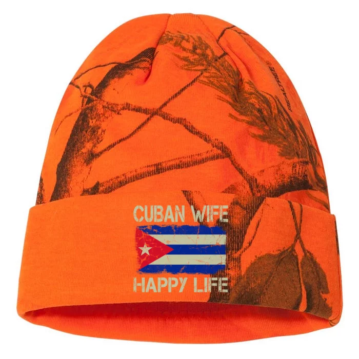 Cuban Wife Happy Life Cuba Flag Funny Husband Meaningful Gift Kati - 12in Camo Beanie