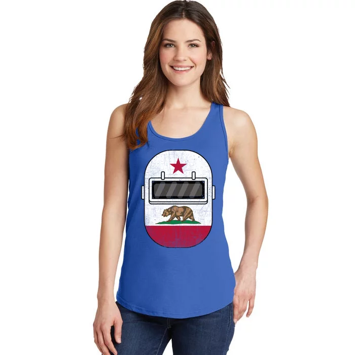 California Welders Helmet California Flag Welding Fabricator Gift Ladies Essential Tank