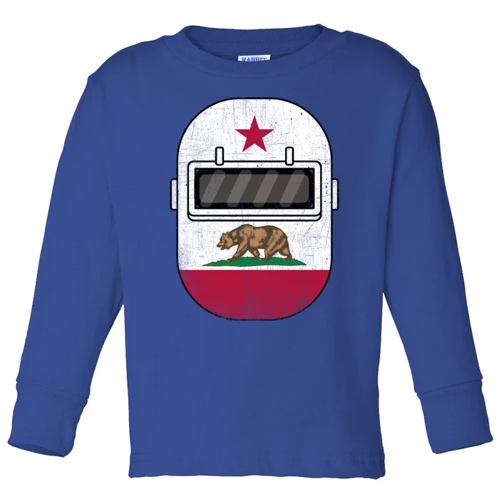 California Welders Helmet California Flag Welding Fabricator Gift Toddler Long Sleeve Shirt