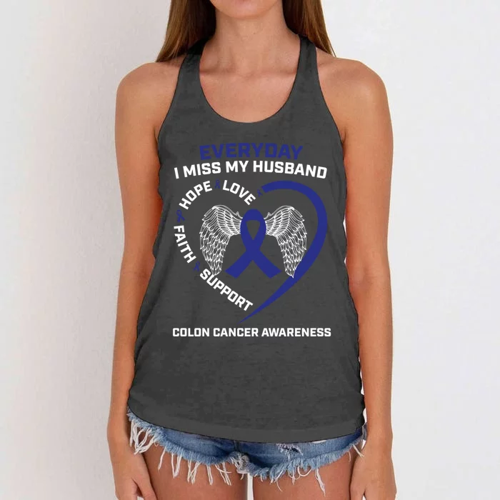 Colorectal Wings In Memory Of Husband Colon Cancer Awareness Funny Gift Women's Knotted Racerback Tank