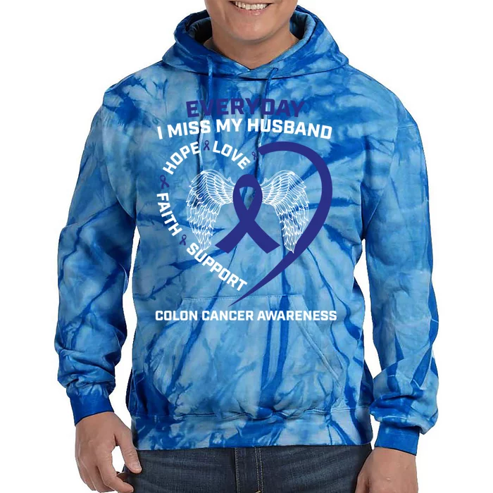 Colorectal Wings In Memory Of Husband Colon Cancer Awareness Funny Gift Tie Dye Hoodie