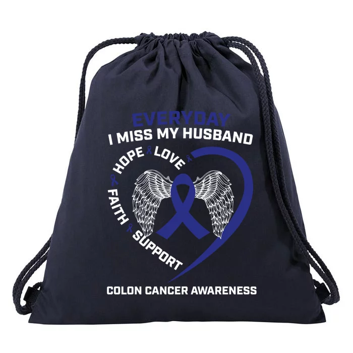 Colorectal Wings In Memory Of Husband Colon Cancer Awareness Funny Gift Drawstring Bag