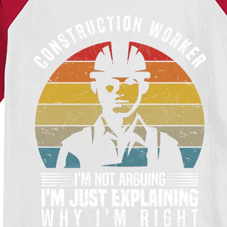 Construction Worker I´M Not Arguing Construction Worker Gift Kids Colorblock Raglan Jersey