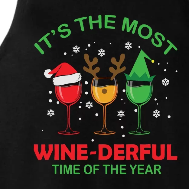 Christmas Wine It's The Most Wine Derful Xmas Ladies Tri-Blend Wicking Tank