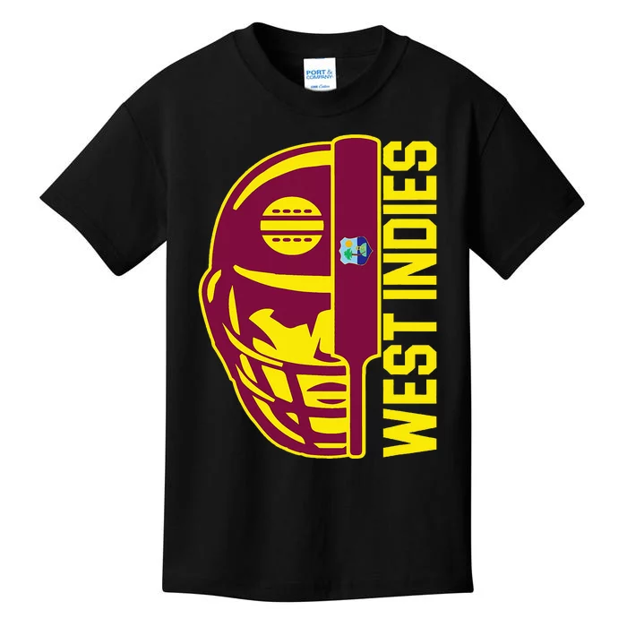 Cricket West Indies Fan Helmet Ball And Bat Kids T-Shirt