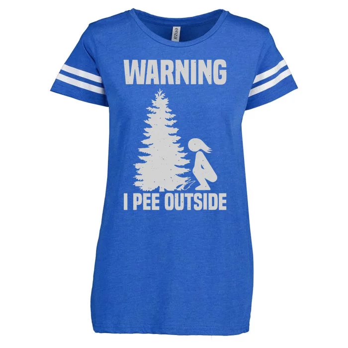 Cool Warning I Pee Outside | Funny Girl Peeing Camping Gift Enza Ladies Jersey Football T-Shirt