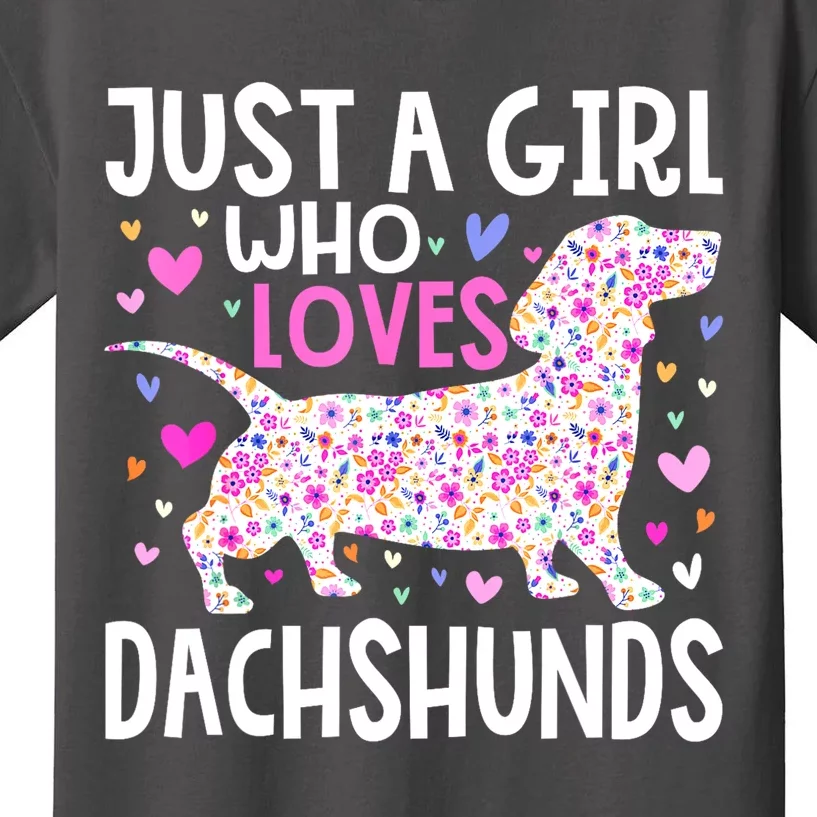 Cute Weiner Just A Girl Who Loves Dachshunds Best Gift Kids T-Shirt