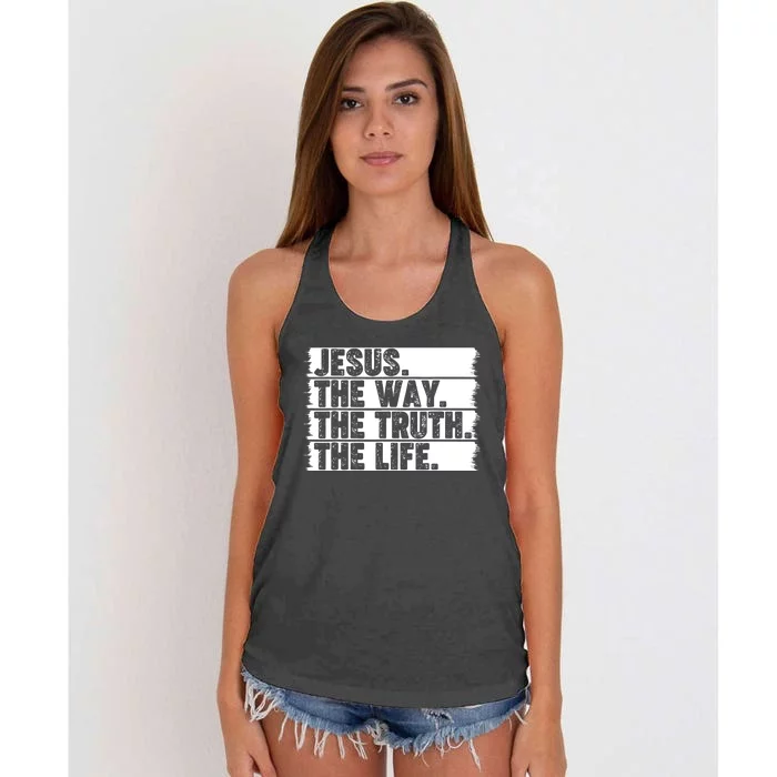 Christian Worship Jesus The Way Truth Life Bible Verse Faith Women's Knotted Racerback Tank