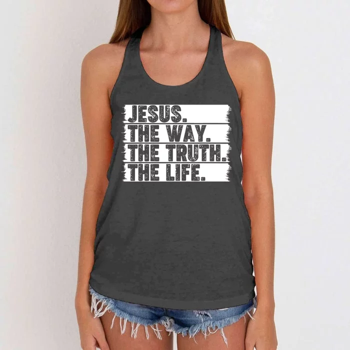 Christian Worship Jesus The Way Truth Life Bible Verse Faith Women's Knotted Racerback Tank