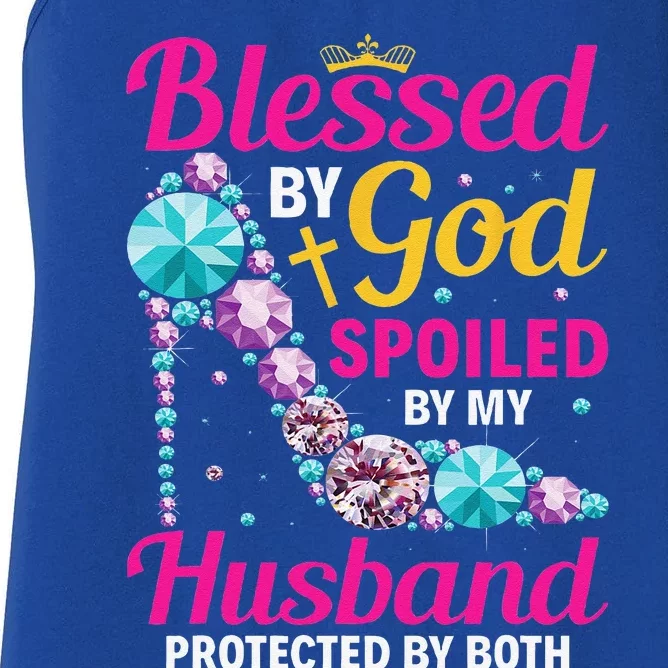 Christian Wife Jesus Blessed By God Spoiled By My Husband Women's Racerback Tank