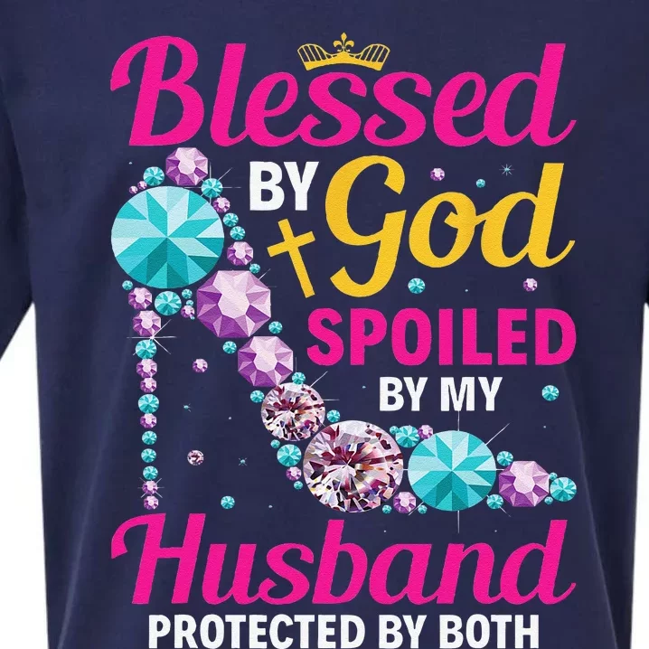 Christian Wife Jesus Blessed By God Spoiled By My Husband Sueded Cloud Jersey T-Shirt