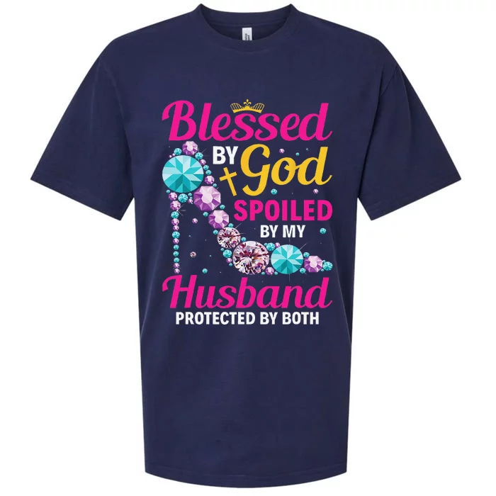 Christian Wife Jesus Blessed By God Spoiled By My Husband Sueded Cloud Jersey T-Shirt