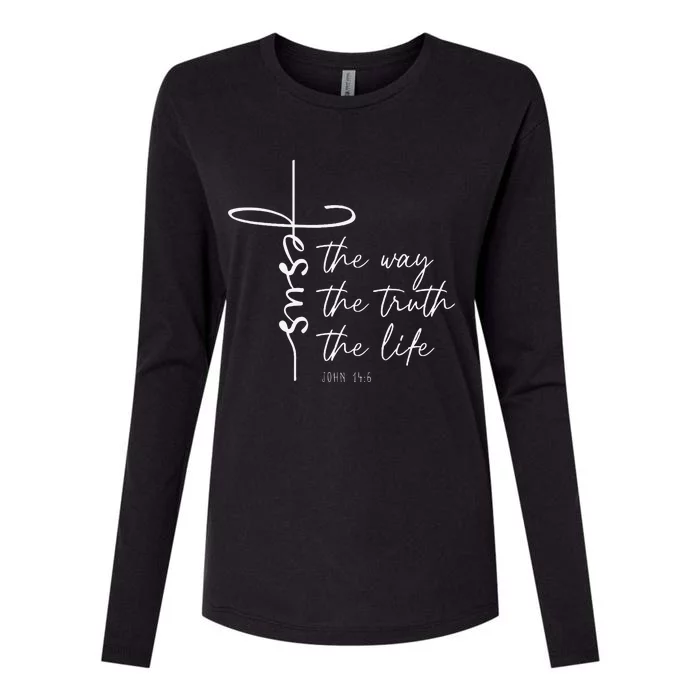 Christian Worship Jesus The Way Truth Life Womens Cotton Relaxed Long Sleeve T-Shirt