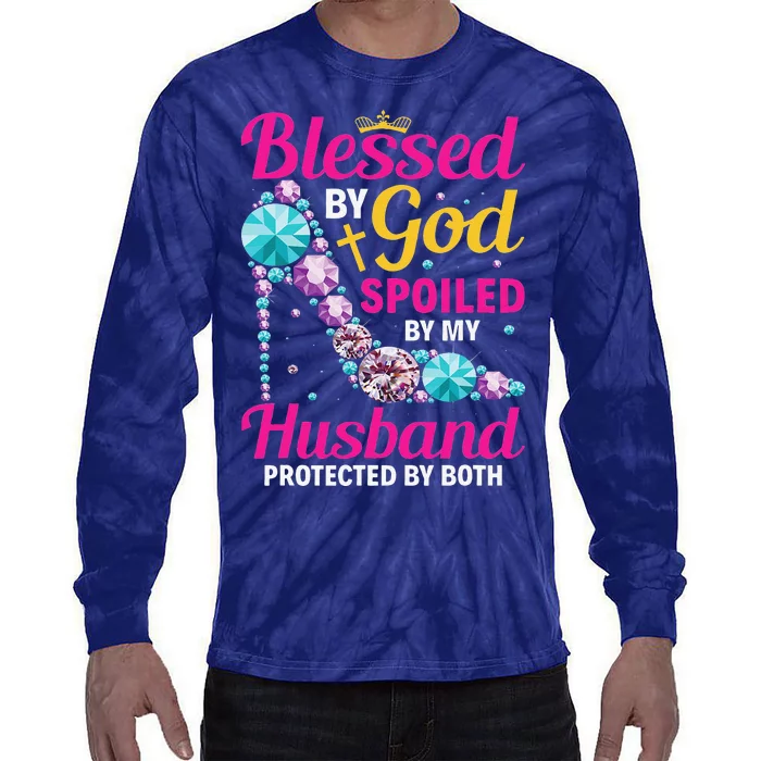 Christian Wife Jesus Blessed By God Spoiled By My Husband Tie-Dye Long Sleeve Shirt